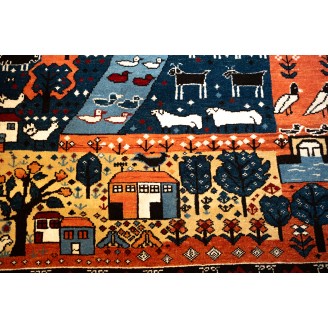 Village Theme Azeri Folk Life Rug