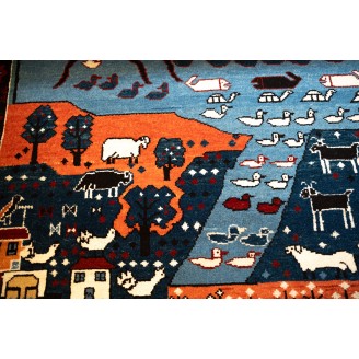 Village Theme Azeri Folk Life Rug