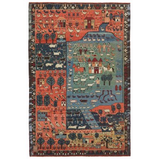 Village Theme Azeri Folk Life Rug