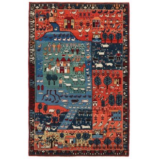 Village Theme Azeri Folk Life Rug