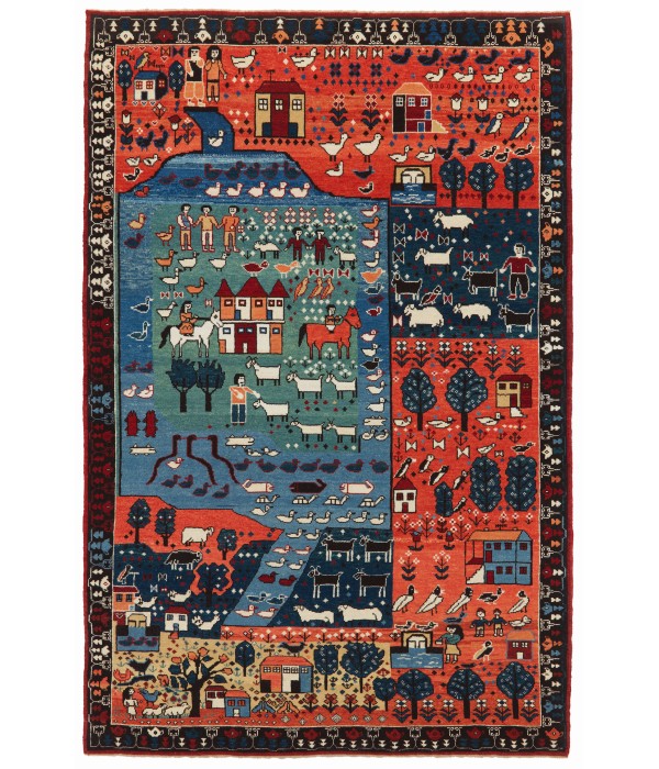 Village Theme Azeri Folk Life Rug